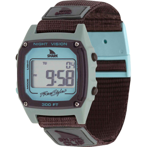 Freestyle Shark Classic Clip, Grey/ Blue, Style: 10026748, 20MM Nylon Band w/ Clip, Case Width: 38MM, 100M Water Resistant