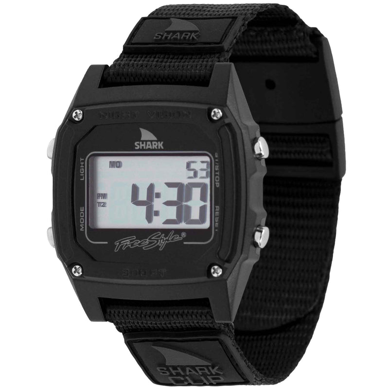 Freestyle Shark Classic Clip, Black, Style: 10006651, 20MM Nylon Band w/ Clip, Case Width: 38MM, 100M Water Resistant