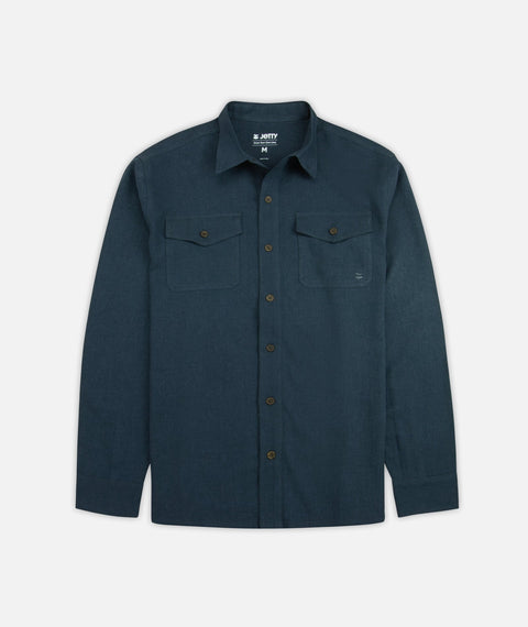 Jetty - Noah Long Sleeve Linen Shirt 0726NOAH — M / Indigo