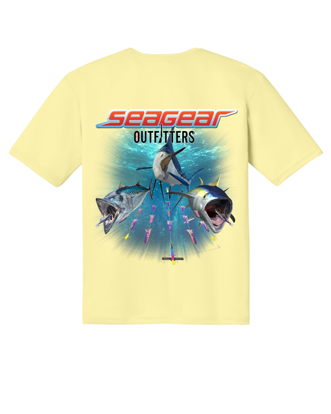 Sea Gear Apparel - Sea Gear Outfitters Sport Multi Fish Short Sleeve Sun Shirt - S / Light Yellow