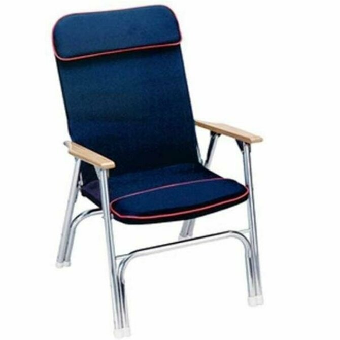 Navy Blue Padded High Back Deck Chair