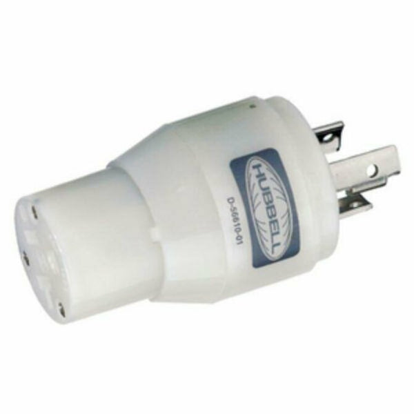 HUBBELL - 30A Plug To Receptacle Adapter 30 AMP White