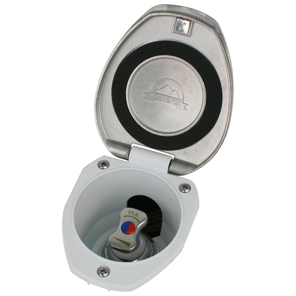 Scandvik Recessed T-Handle Mixing Valve - SS with White Cup