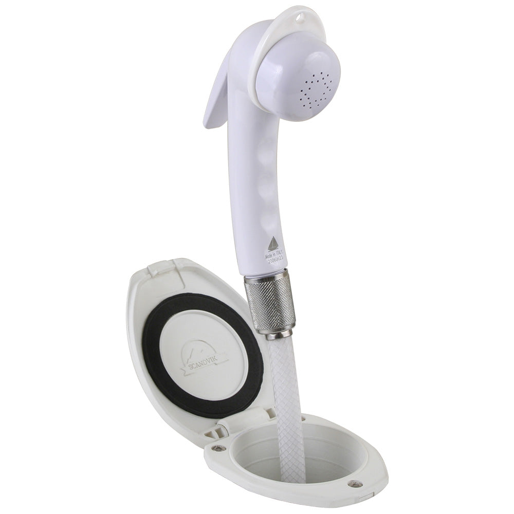 Scandvik Recessed Shower with 6' White Hose - Euro Trigger Sprayer