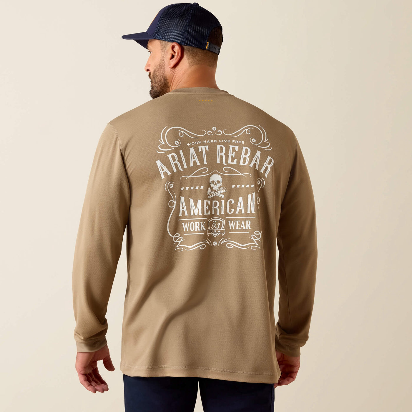 Ariat Men's Rebar Heat Fighter Label LS T-Shirt Greige 10071311