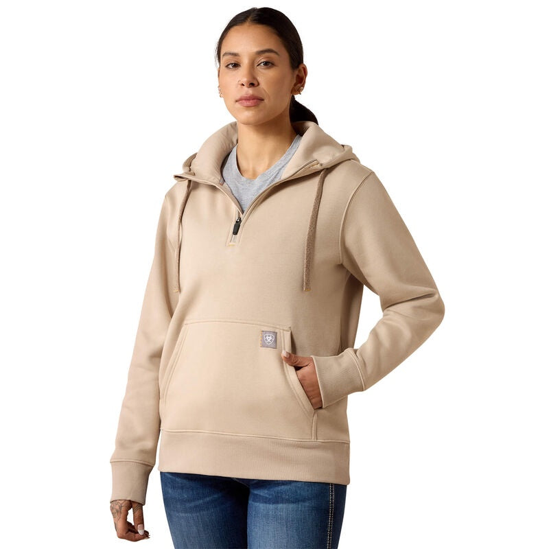 ZZ RETIRED - Ariat - Women's Rebar Skill Set 1/2 Zip Hoodie P20331WAPP husk