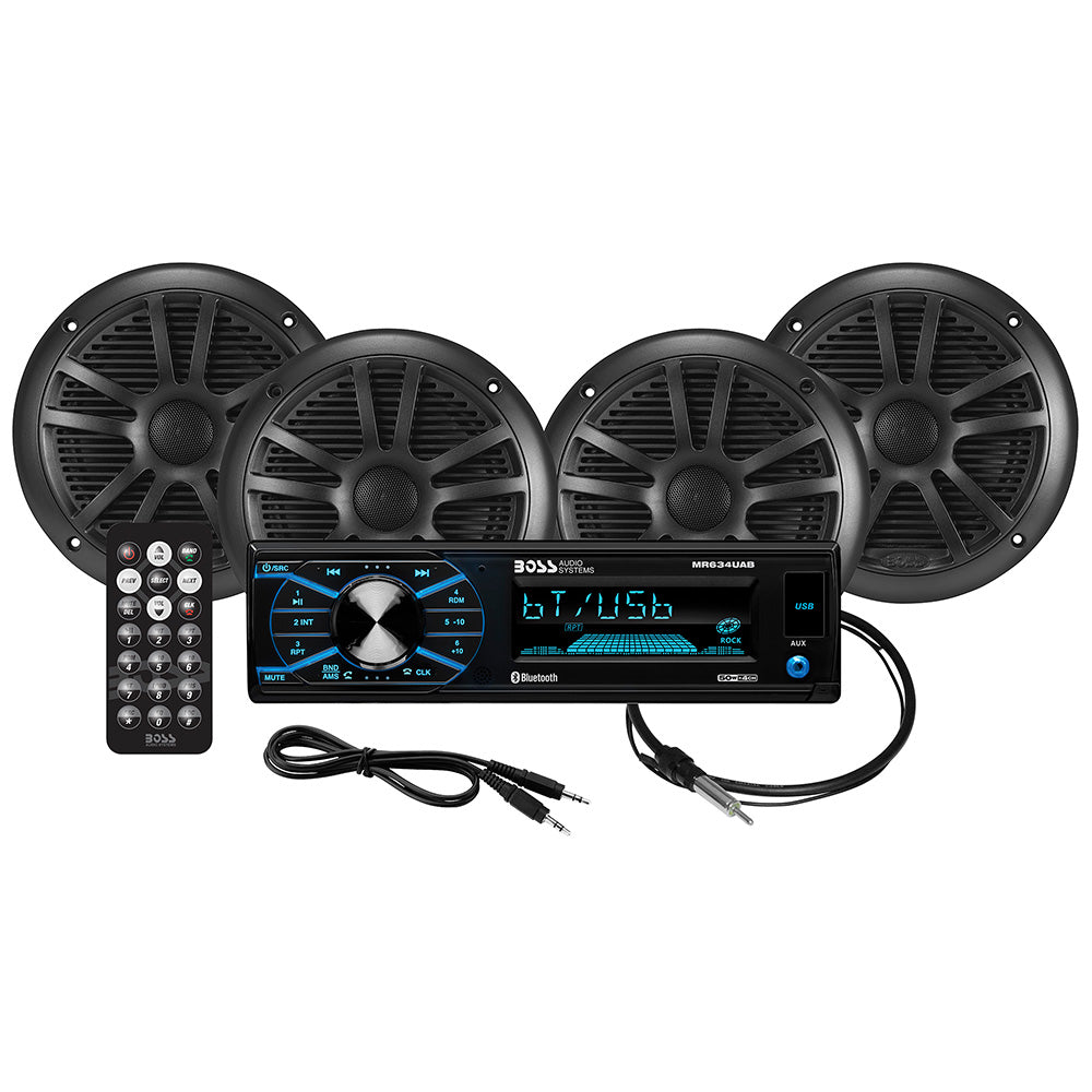 Boss Audio MCBK634B.64 Kit with MR634UAB, 4 MR6B Speakers, & MRANT10 Antenna