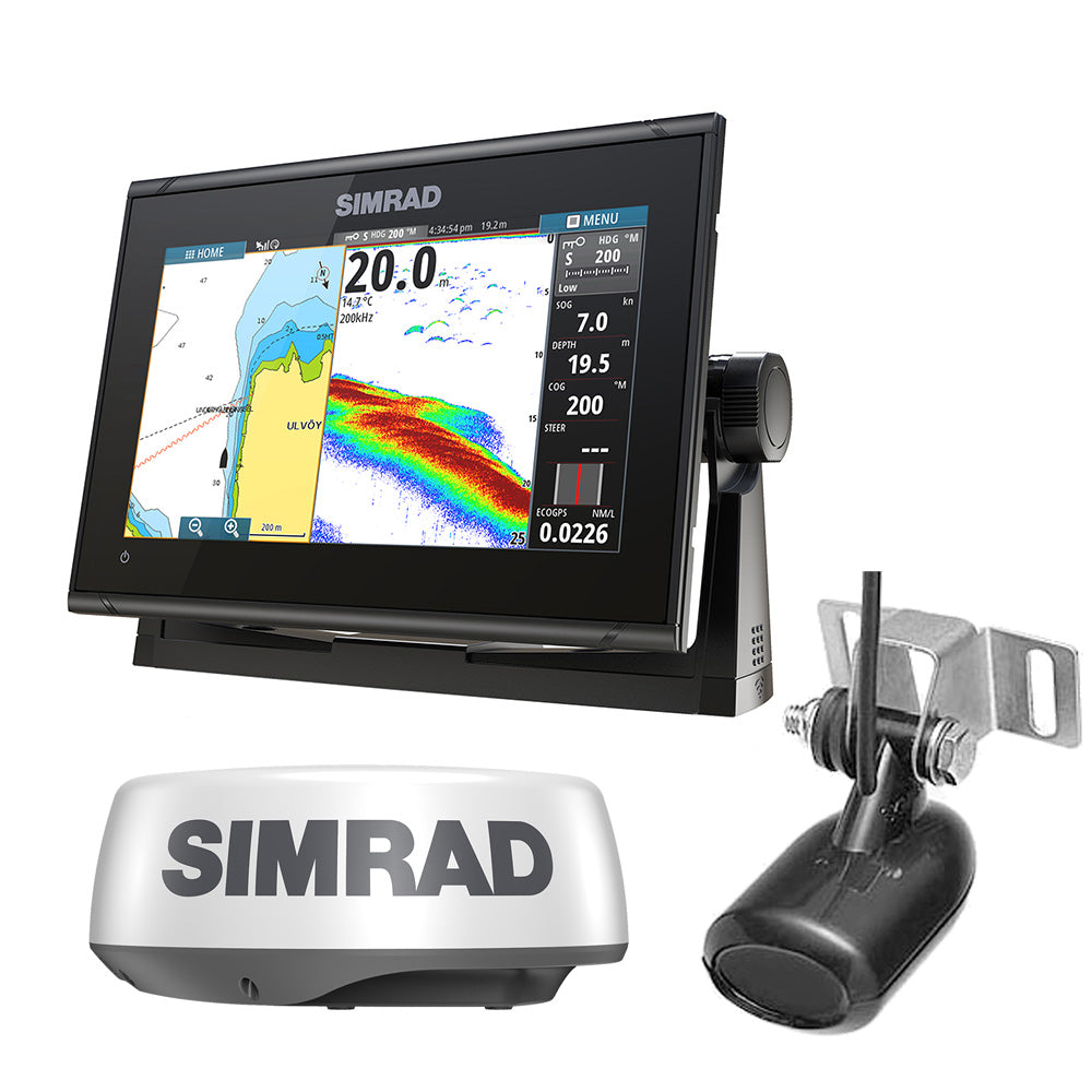 Simrad GO9 XSE Combo with Transom Mount Transducer 83/200 kHz & HALO20 Package