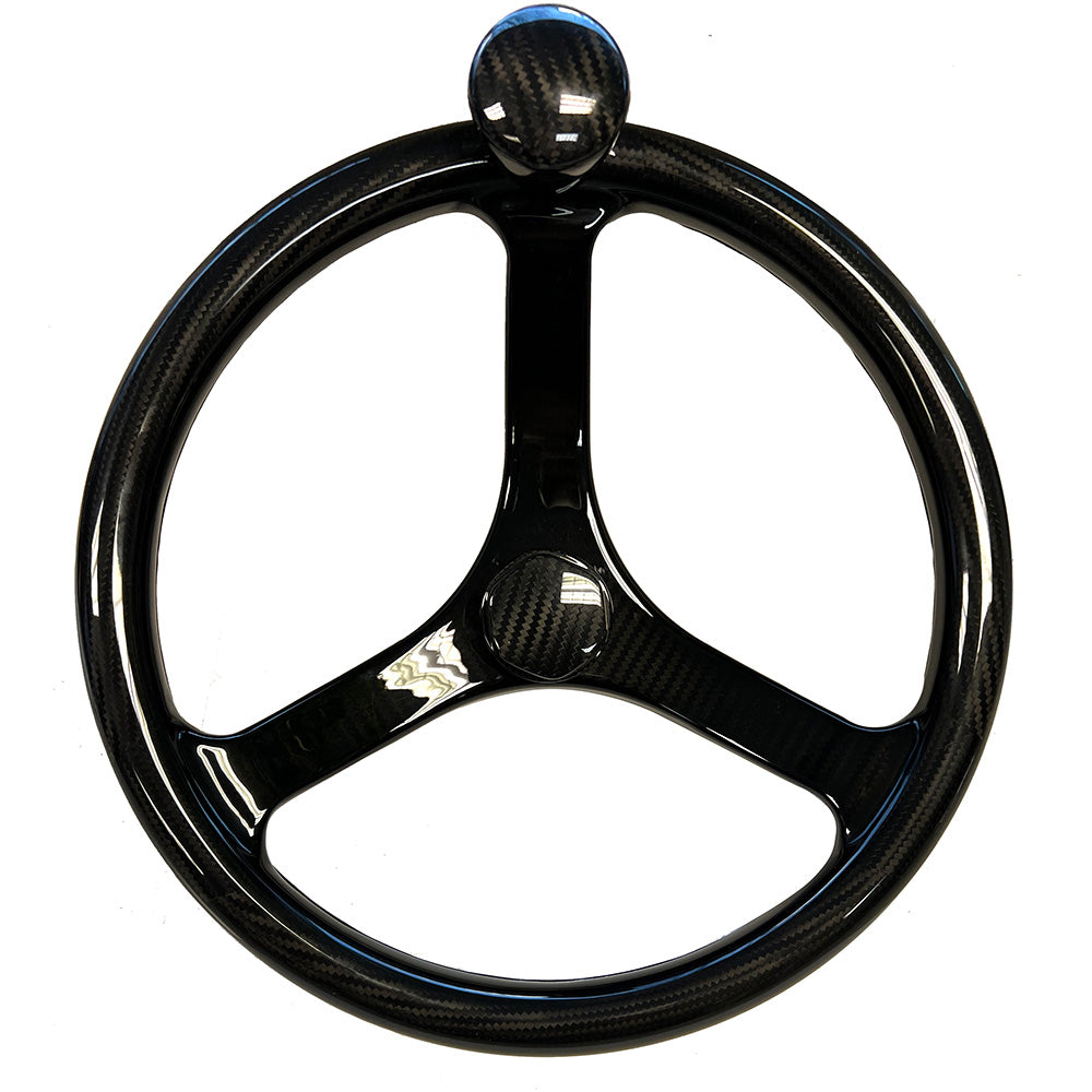Schmitt Marine Carbon Fiber Primus Wheel with Knob 13.5" with Sanntoprene Finger Grip 3/4" Tapered Shaft with CF Nut