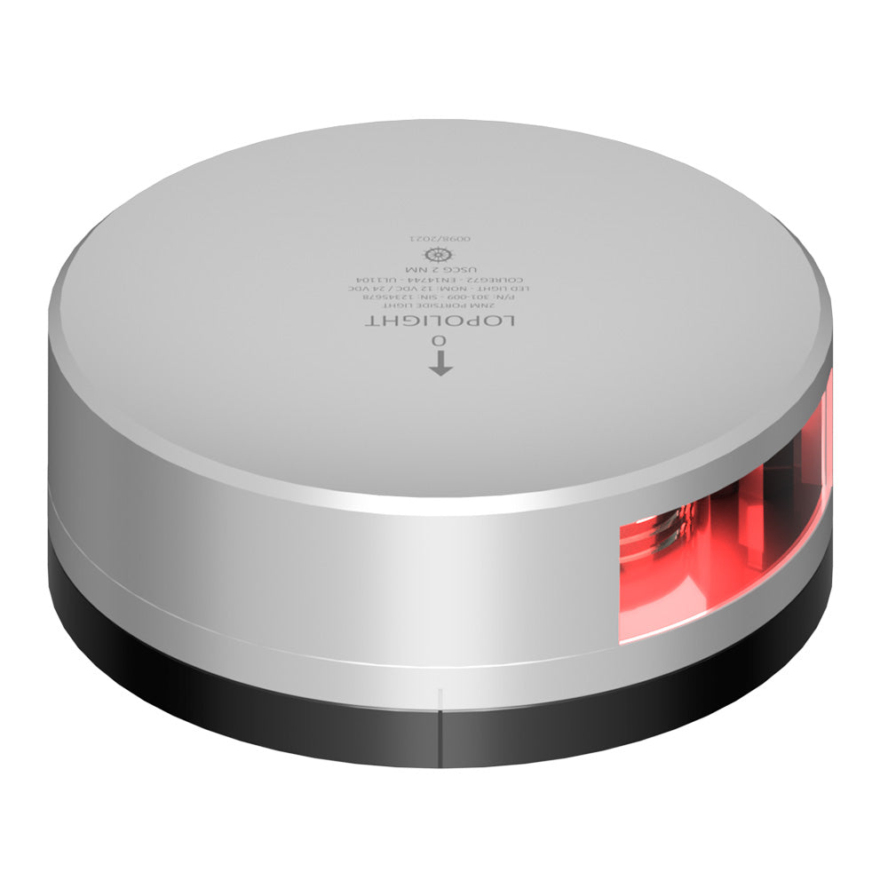 Lopolight Red Port Light - 2NM - Silver Housing with FB Base