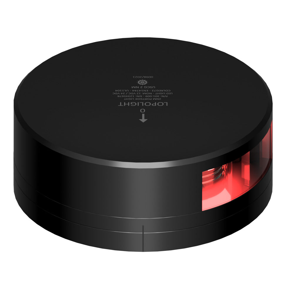 Lopolight Red Port Light - 2NM - Black Housing with FB Base