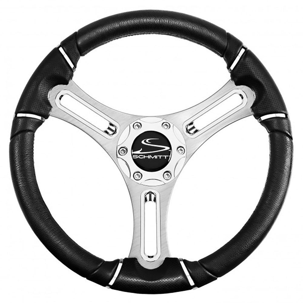 Schmitt Marine Torcello 14" Wheel - 04 Series - Polyurethane Wheel with Chrome Trim & Cap - Brushed Spokes - 3/4" Tapered Shaft
