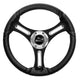 Schmitt Marine Torcello 14" Wheel - 03 Series - Polyurethane Wheel with Chrome Spoke Inserts & Cap - Black Brushed Spokes - 3/4" - Retail Packaging