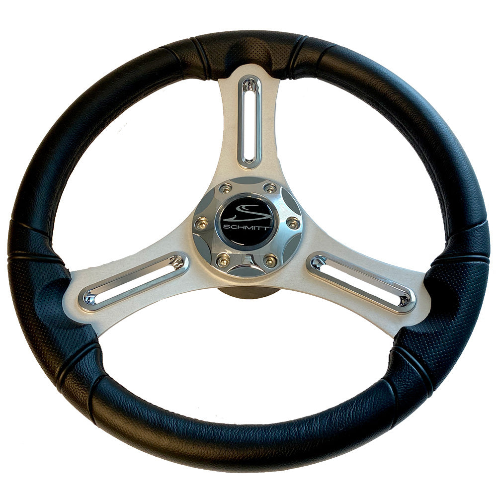 Schmitt Marine Torcello 14" Wheel - 03 Series - Polyurethane Wheel with Chrome Trim & Cap - Brushed Spokes - 3/4" Tapered Shaft - Retail Packaging
