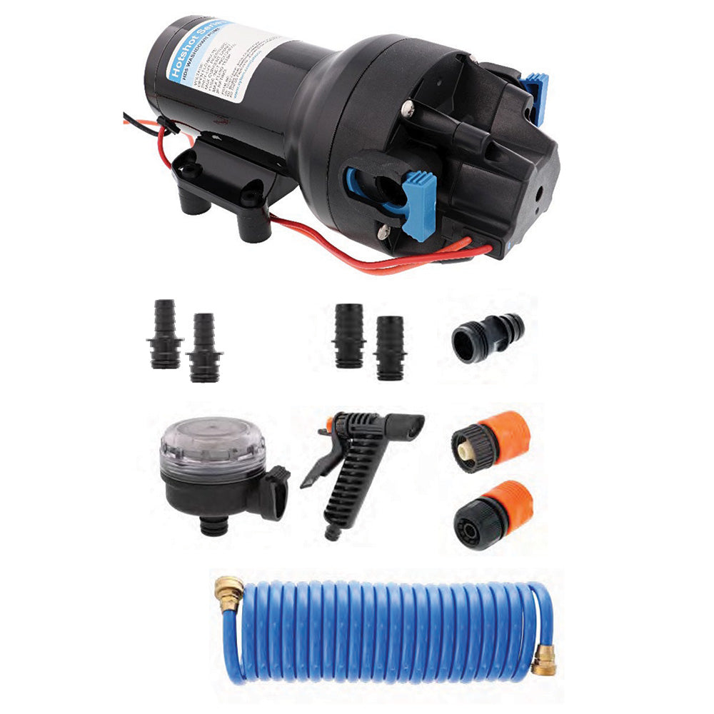 Jabsco HotShot HD5 Heavy Duty Washdown Pump Kit with 25' HoseCoil - 12V - 5GPM - 70PSI