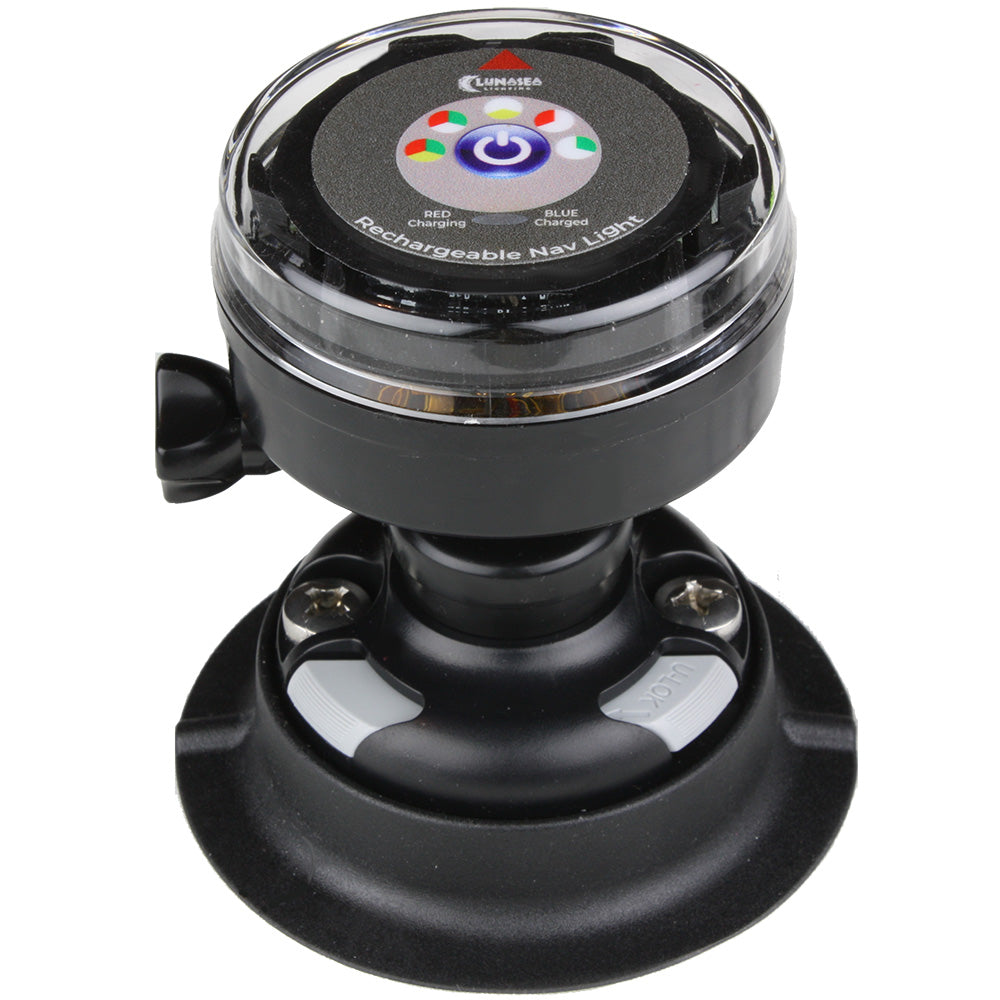 Lunasea Rechargeable Tri-Color Portable Navigation Light with RailBlaza Quikport Mount - Black