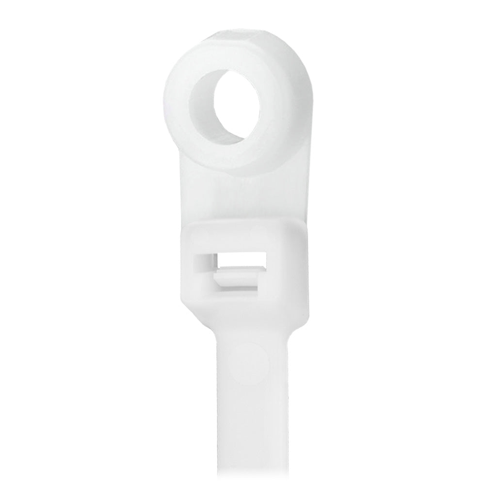 Pacer 8" Cable Tie with Mounting Ring - Natural Color - 50lb Tensile Strength - 2" Bundle Diameter - 100 Piece Bag