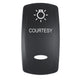 Pacer Actuator - 'COURTESY' for V Series Contura Switches - Black - Laser Etched (Top/Bottom Light)