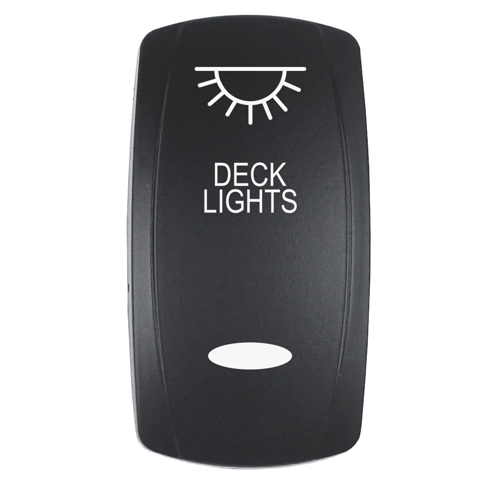 Pacer Actuator - 'DECK LIGHTS' for V Series Contura Switches - Black - Laser Etched (Top/Bottom Light)