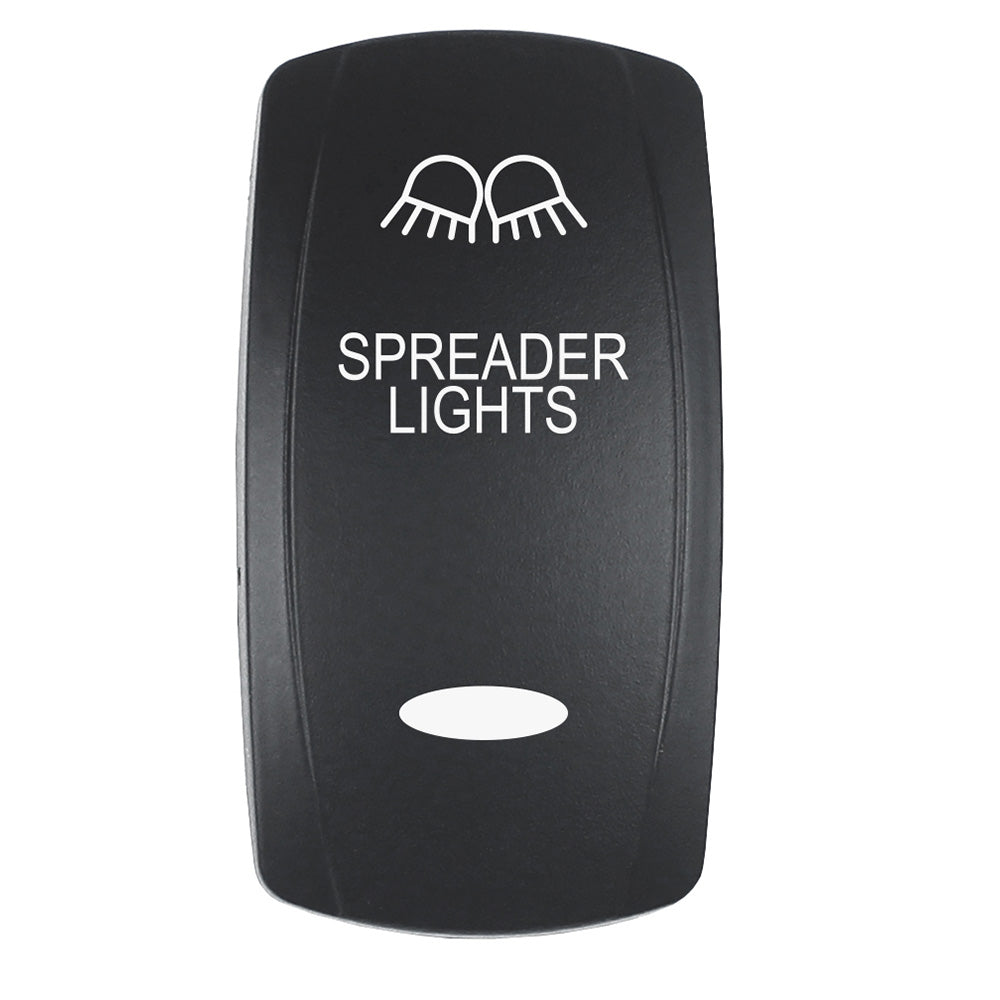Pacer Actuator - 'SPREADER LIGHTS' for V Series Contura Switches - Black - Laser Etched (Top/Bottom Light)