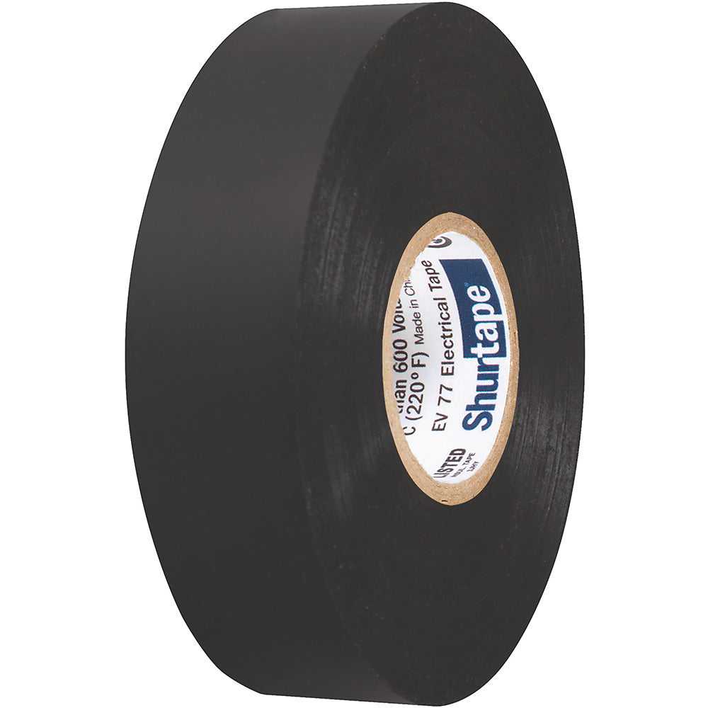 Shurtape EV 077B Professional Grade Black Electrical Tape for Insulating & Splicing - 3/4" x 66' - 10-Pack