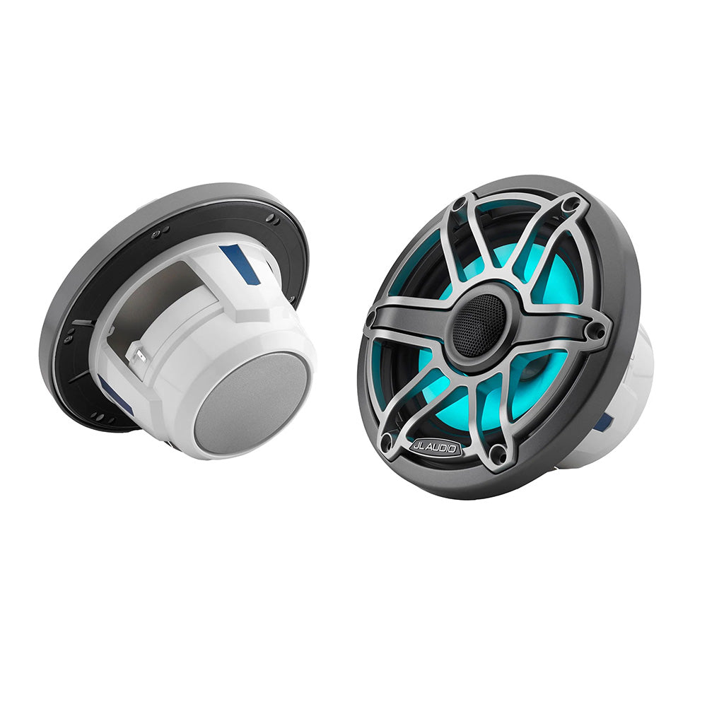 JL Audio M6 Series 6.5" Marine Coaxial Speakers with Grey Metallic Sport Grille & Transflective™ LED Lighting - M6-650X-S-GmTi-i