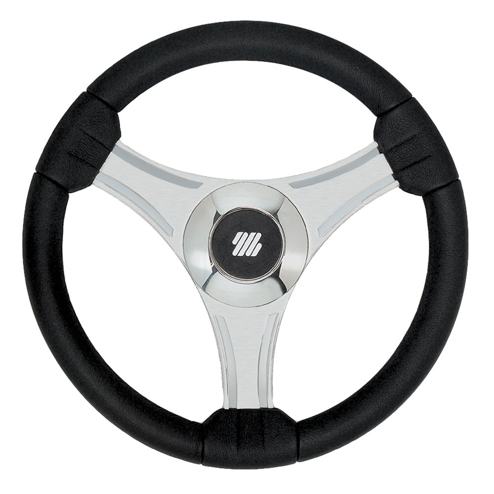 Uflex - Tavolara - 13.8" Black Polyurethane Steering Wheel with Silver Spokes & X62 Hub