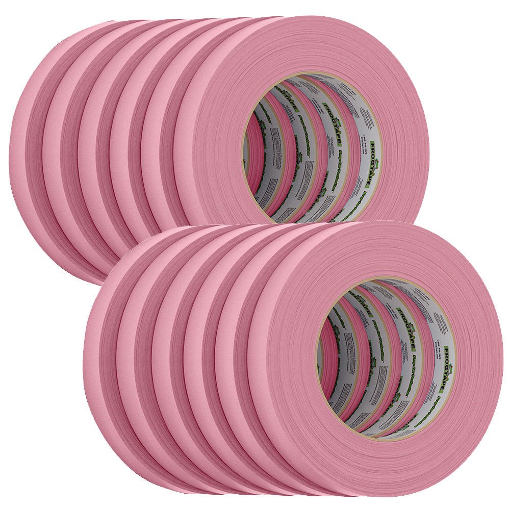 FrogTape CP 325 Medium-High Adhesion Masking Tape - 18MM x 55M x 12-Pack - Pink - Rated for 325°F