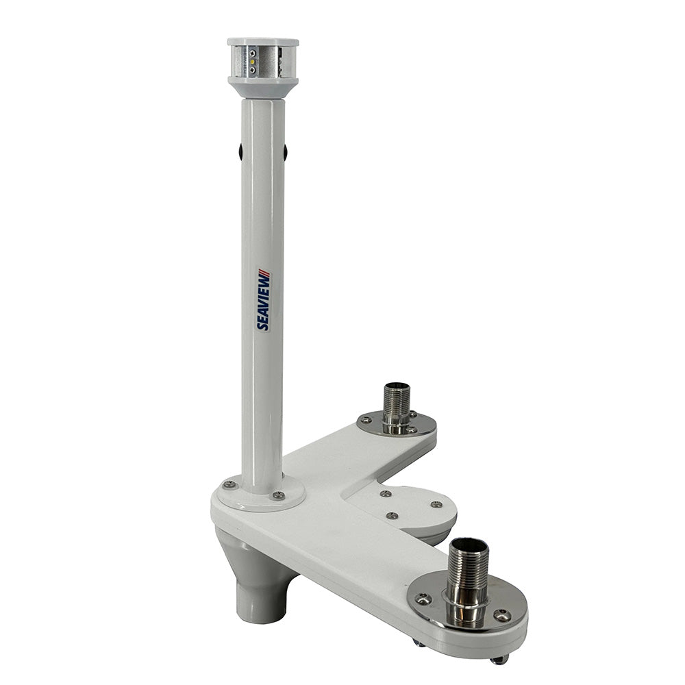 Seaview Triple Mount Adapter with C5 Certified LED Light 12" Post & Threaded 1"-14 Thread Bases for GPS Units