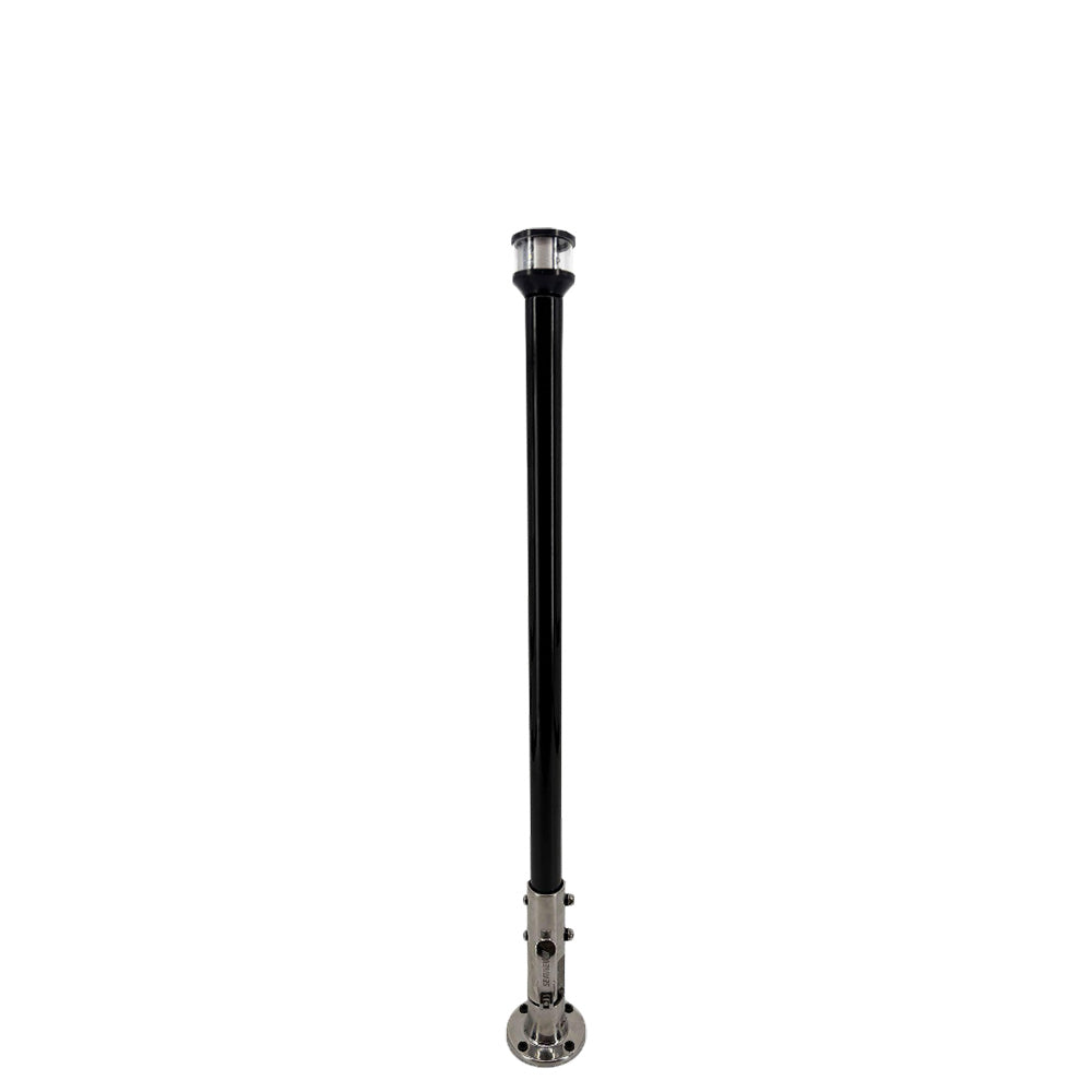 Seaview 12" Manually Folding Light Post with 316 Stainless Steel Base & LTBLED12C5 Navigation Light - Black