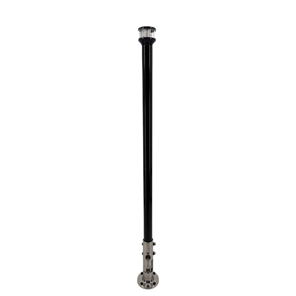 Seaview 24" Manually Folding Light Post with 316 Stainless Steel Base & LTBLED12C5 Navigation Light - Black