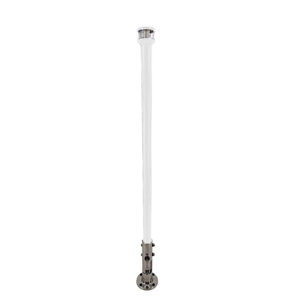 Seaview 24" Manually Folding Light Post with 316 Stainless Steel Base & LTBLED12C5 Navigation Light - White