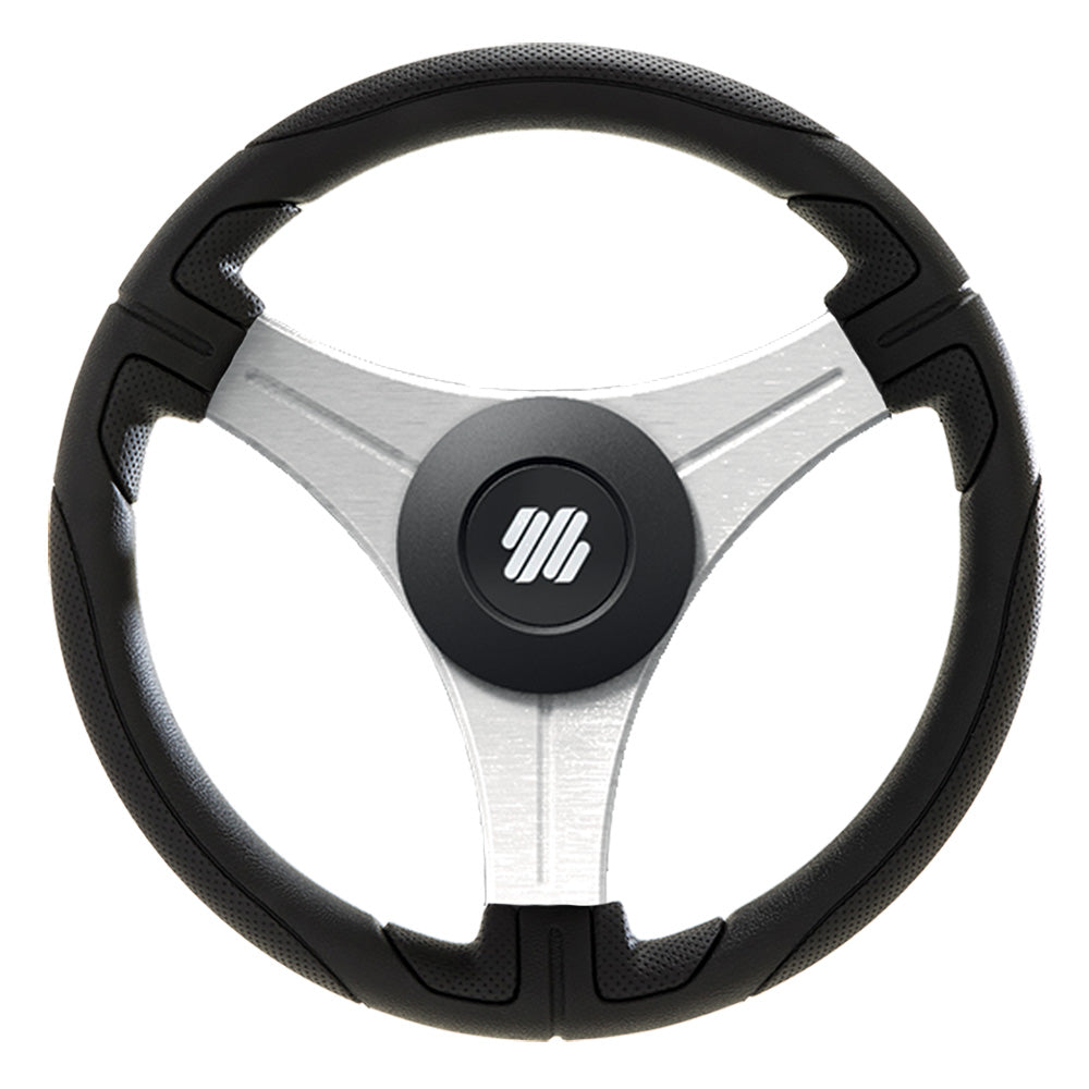 Uflex Ustica 13" Steering Wheel - Black - Polyurethane with Silver Spokes & X62 Hub