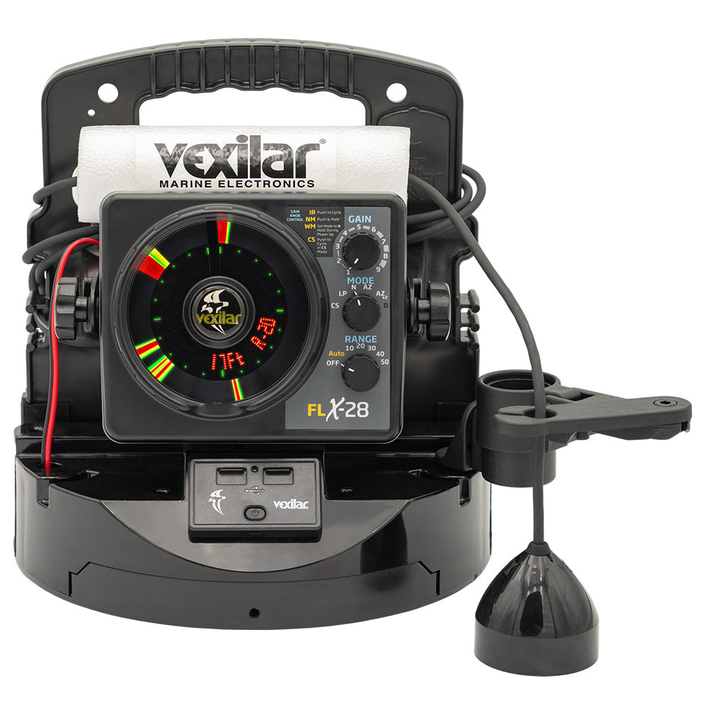 Vexilar FLX-28 Pro Pack Elite Fishing System with Pro View Ice-Ducer & Vexilar Lithium Battery
