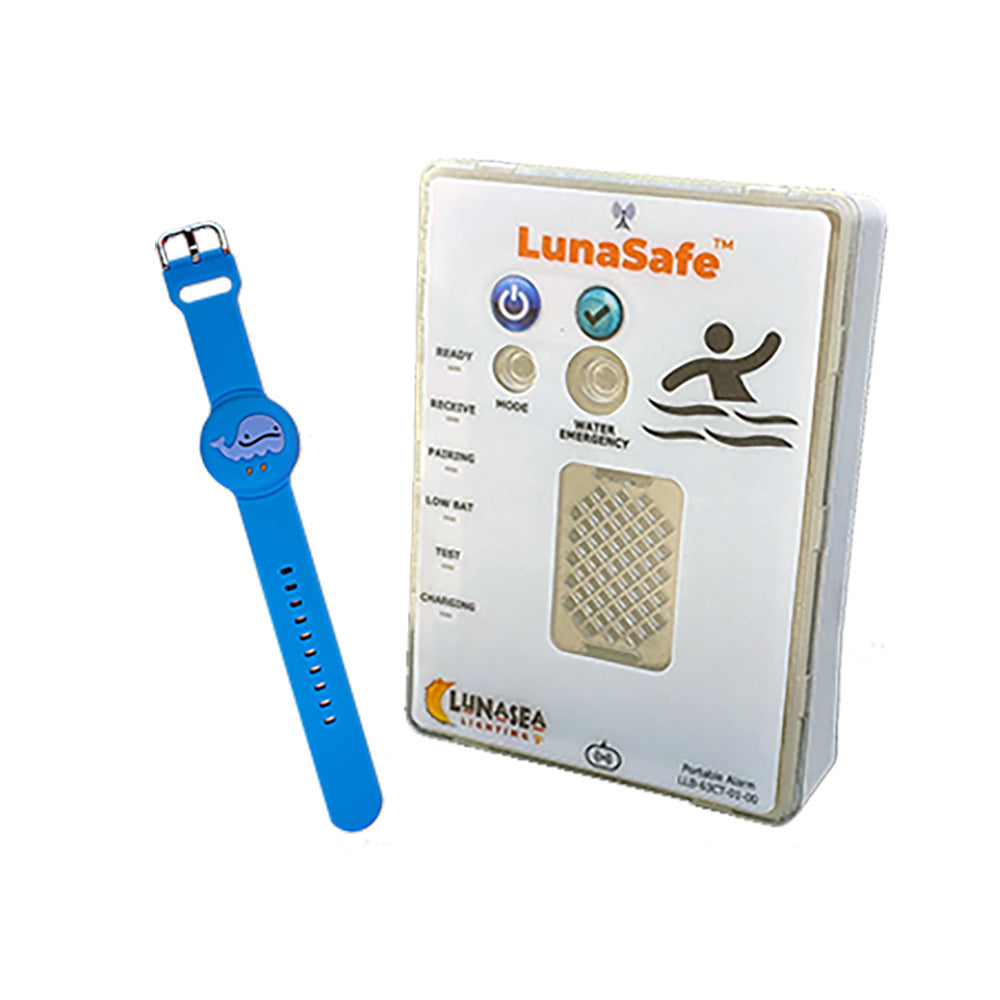 Lunasea Water Activated RF Transmitter with Rechargeable Alarm Receiver - Blue