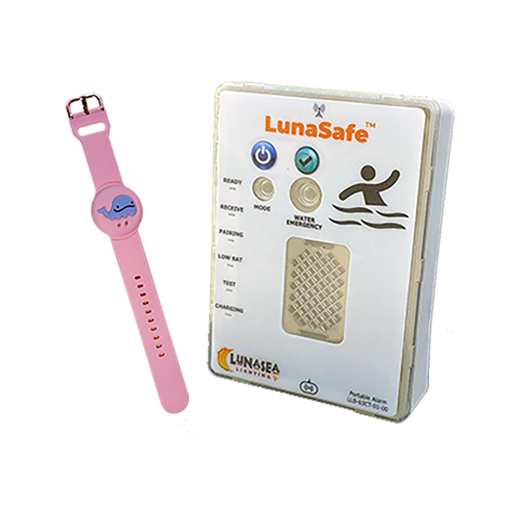 Lunasea Water Activated RF Transmitter with Rechargeable Alarm Receiver - Pink