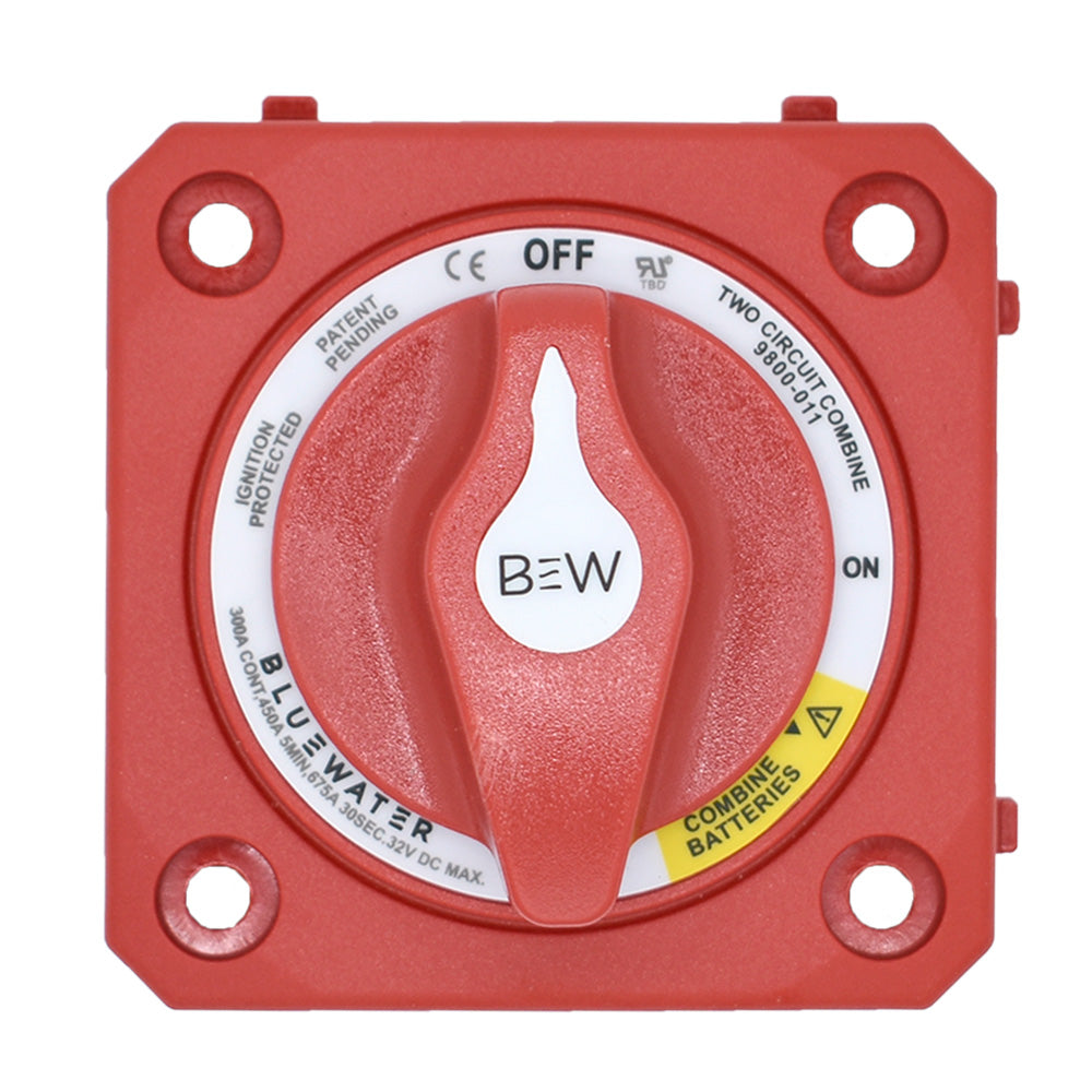 Bluewater Off/On Combine Battery Switch with o Base - Panel Mount - Red