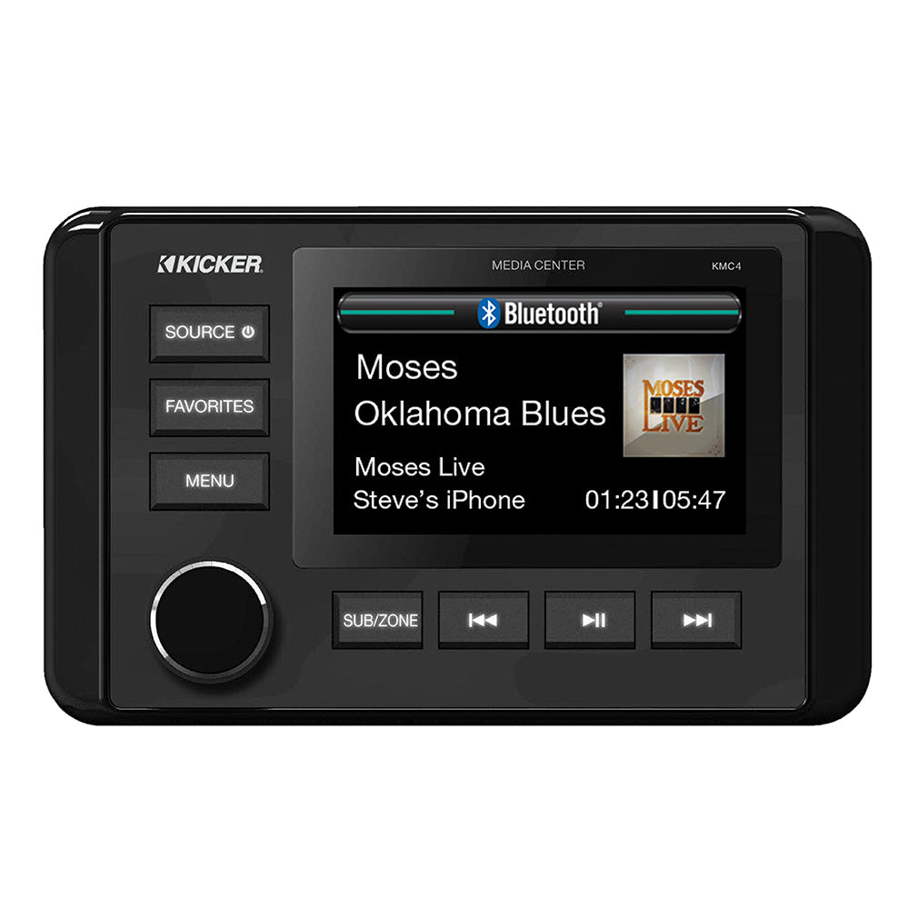 KICKER KMC4 Weather-Resistant Gauge-Style Media Center with Bluetooth