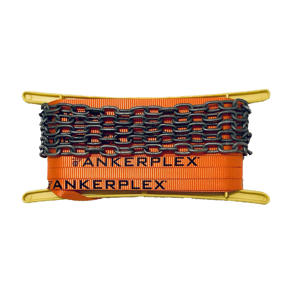 Ankerplex Flat Anchor Line with Chain for Vessels up to 15' 75' + 9' Galvanized Chain on Storage Reel