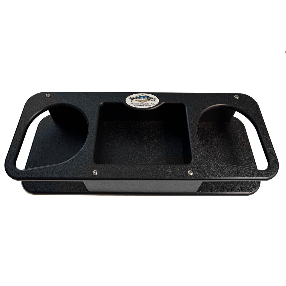 Deep Blue Marine Double Cup Holder with Suction Cups - Black