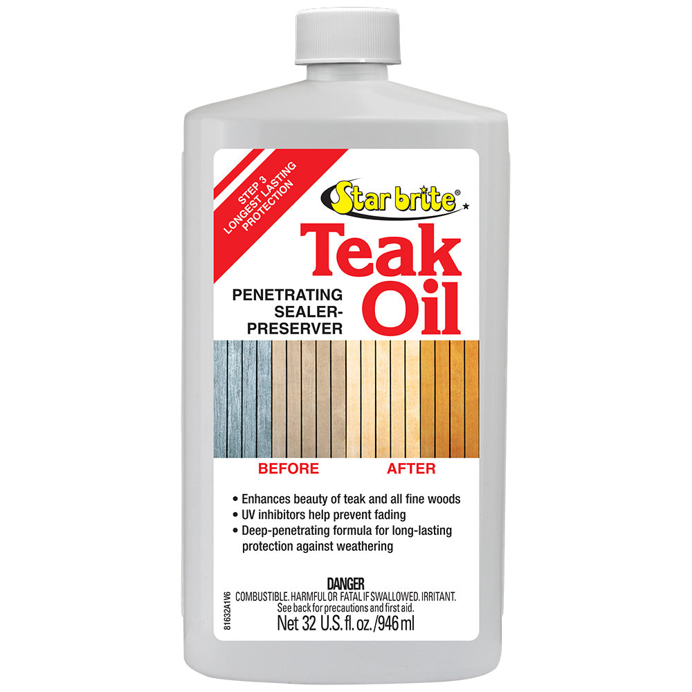Star brite Teak Oil - Long Lasting, Penetrating, Sealer, & Preserver with UV Inhibitors - 32 oz