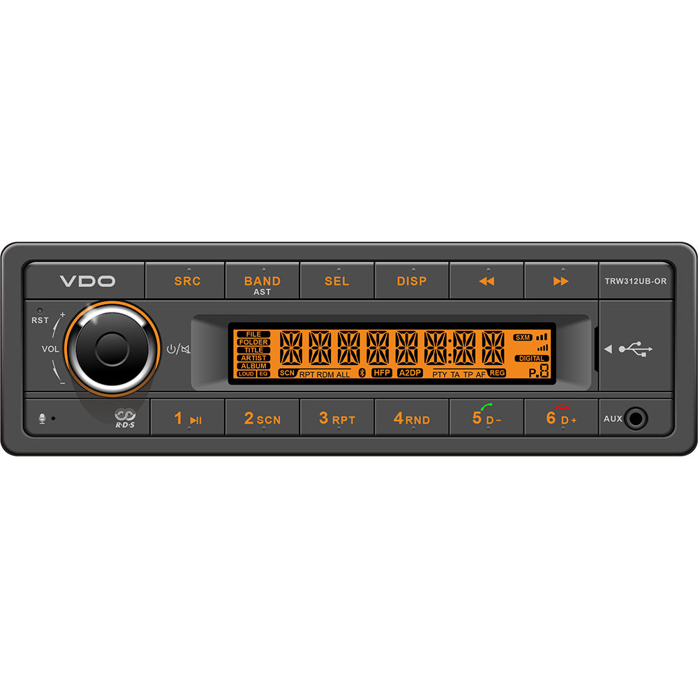 VDO 12V Radio with FM RDS Tuner MP3/WMA/USB/Bluetooth - Orange Illumination