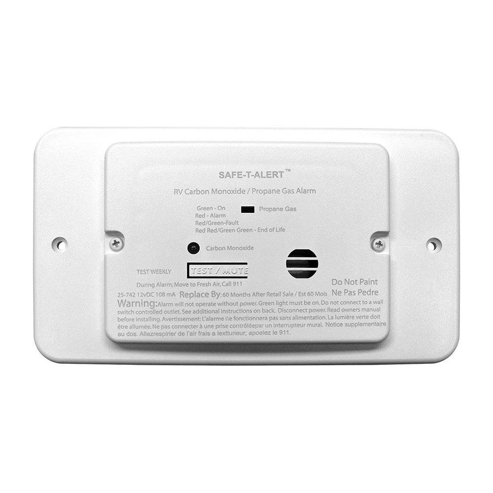 Safe-T-Alert 25 Series Flush Mount Dual Carbon Monoxide/Propane Alarm with Trim Ring - White - 12V Hard Wire