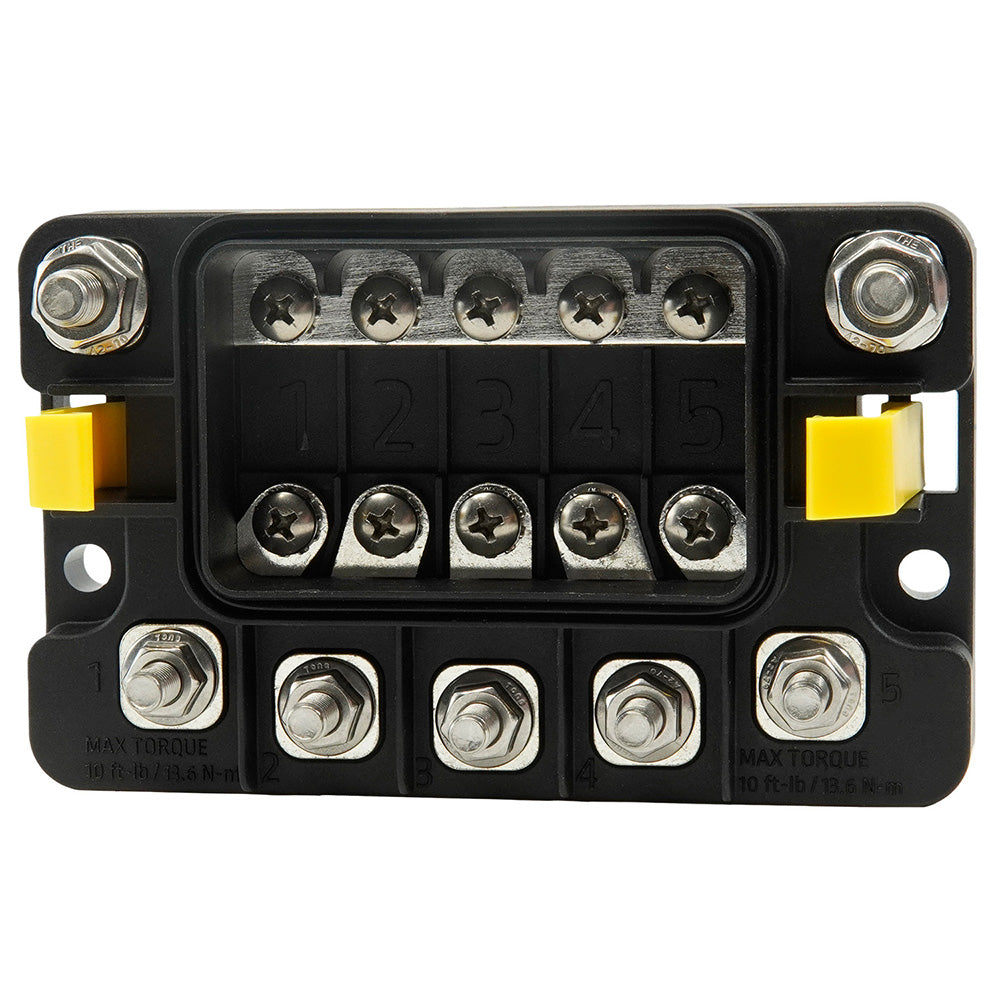 Egis MIDI 5 Circuit Fuse Block with Sealed Cover - M8 Inputs - M6 Outputs