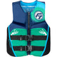 Full Throttle Rapid Dry Flex Back Life Vest, Aqua, Youth, 77-125 lbs.