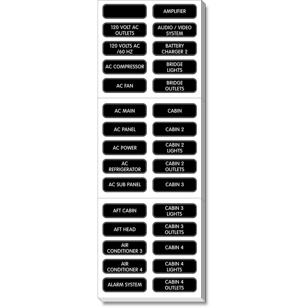 Blue Sea Systems 8067 AC Panel Extended 120 Label Set
