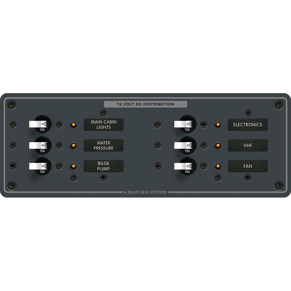 Blue Sea Systems 8096 DC 6 Position Toggle Branch Circuit Breaker Panel - White Switches