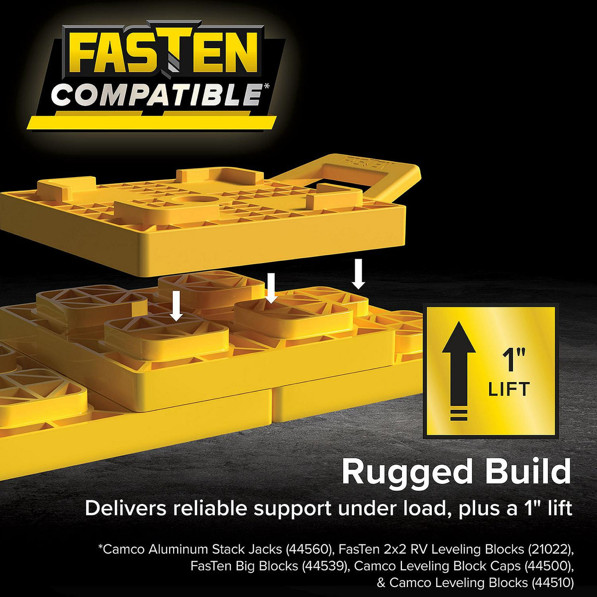 Camco FasTen Stabilizer Jack Pads, 4pk