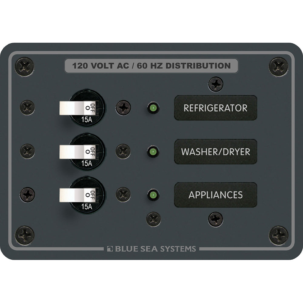 Blue Sea Systems 8058 AC 3 Position Toggle Circuit Breaker Panel - White Switches