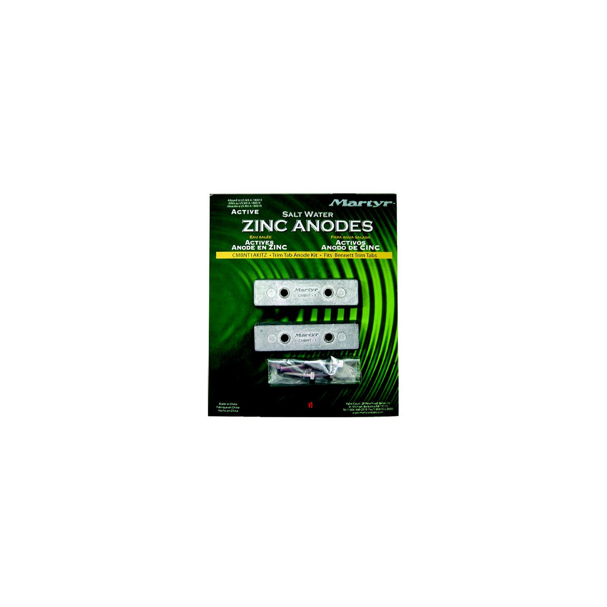 Martyr Bennett Trim Tab Anode Kit CMBNT1AKITZ